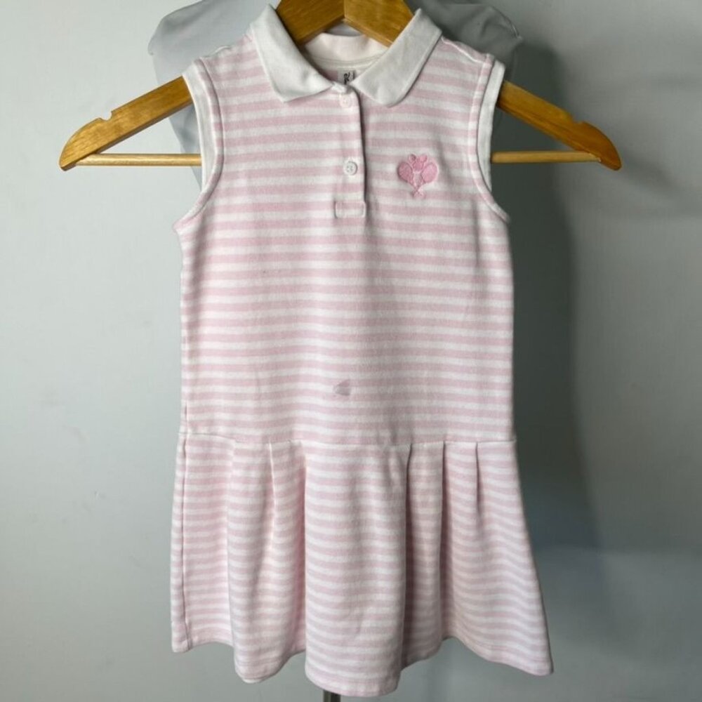Janie and Jack x Disney Girls Pink White Striped Sleeveless Polo Tennis Dress 6Y
